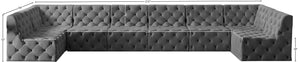 Tuft Velvet / Engineered Wood / Foam Contemporary Grey Velvet Modular Sectional - 215" W x 64" D x 32" H