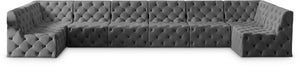 Tuft Velvet / Engineered Wood / Foam Contemporary Grey Velvet Modular Sectional - 215" W x 64" D x 32" H