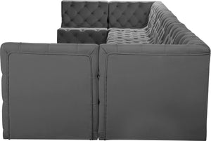 Tuft Velvet / Engineered Wood / Foam Contemporary Grey Velvet Modular Sectional - 215" W x 64" D x 32" H