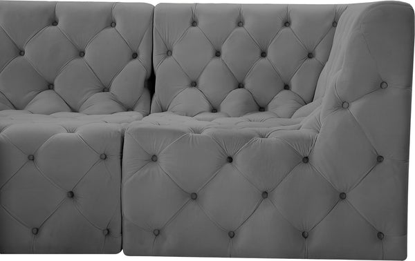 Tuft Velvet / Engineered Wood / Foam Contemporary Grey Velvet Modular Sectional - 215" W x 64" D x 32" H
