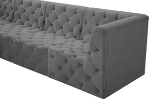 Tuft Velvet / Engineered Wood / Foam Contemporary Grey Velvet Modular Sectional - 215" W x 64" D x 32" H