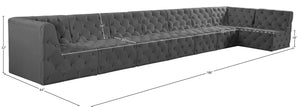 Tuft Velvet / Engineered Wood / Foam Contemporary Grey Velvet Modular Sectional - 186" W x 64" D x 32" H