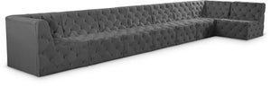 Tuft Velvet / Engineered Wood / Foam Contemporary Grey Velvet Modular Sectional - 186" W x 64" D x 32" H