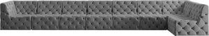 Tuft Velvet / Engineered Wood / Foam Contemporary Grey Velvet Modular Sectional - 186" W x 64" D x 32" H