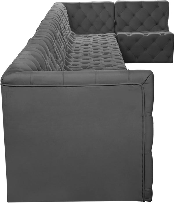 Tuft Velvet / Engineered Wood / Foam Contemporary Grey Velvet Modular Sectional - 186" W x 64" D x 32" H