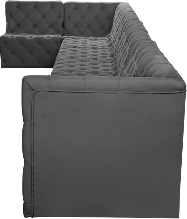 Tuft Velvet / Engineered Wood / Foam Contemporary Grey Velvet Modular Sectional - 186" W x 64" D x 32" H