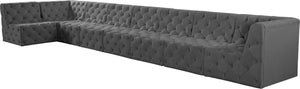 Tuft Velvet / Engineered Wood / Foam Contemporary Grey Velvet Modular Sectional - 186" W x 64" D x 32" H