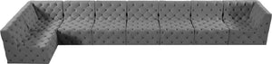 Tuft Velvet / Engineered Wood / Foam Contemporary Grey Velvet Modular Sectional - 186" W x 64" D x 32" H