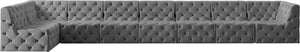 Tuft Velvet / Engineered Wood / Foam Contemporary Grey Velvet Modular Sectional - 186" W x 64" D x 32" H
