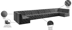 Tuft Velvet / Engineered Wood / Foam Contemporary Grey Velvet Modular Sectional - 215" W x 64" D x 32" H