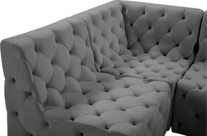 Tuft Velvet / Engineered Wood / Foam Contemporary Grey Velvet Modular Sectional - 215" W x 64" D x 32" H