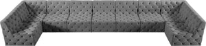 Tuft Velvet / Engineered Wood / Foam Contemporary Grey Velvet Modular Sectional - 215" W x 64" D x 32" H