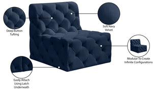 Tuft Velvet / Engineered Wood / Foam Contemporary Navy Velvet Armless Chair - 29" W x 35" D x 32" H