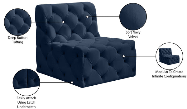 Tuft Velvet / Engineered Wood / Foam Contemporary Navy Velvet Armless Chair - 29" W x 35" D x 32" H