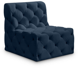 Tuft Velvet / Engineered Wood / Foam Contemporary Navy Velvet Armless Chair - 29" W x 35" D x 32" H