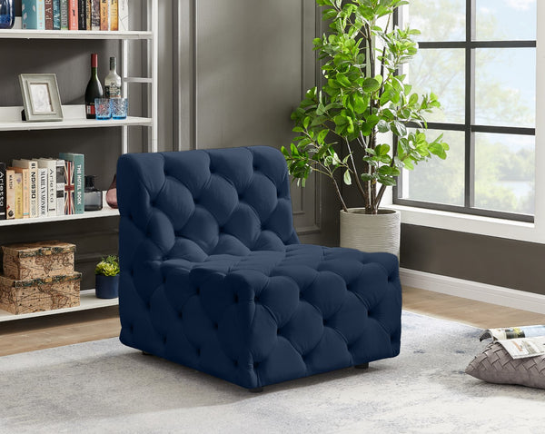 Tuft Velvet / Engineered Wood / Foam Contemporary Navy Velvet Armless Chair - 29" W x 35" D x 32" H