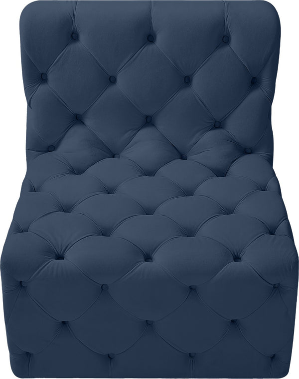 Tuft Velvet / Engineered Wood / Foam Contemporary Navy Velvet Armless Chair - 29" W x 35" D x 32" H