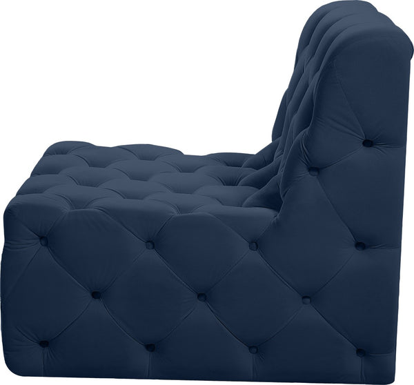 Tuft Velvet / Engineered Wood / Foam Contemporary Navy Velvet Armless Chair - 29" W x 35" D x 32" H