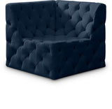 Tuft Velvet / Engineered Wood / Foam Contemporary Navy Velvet Corner Chair - 35" W x 35" D x 32" H