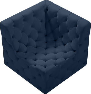 Tuft Velvet / Engineered Wood / Foam Contemporary Navy Velvet Corner Chair - 35" W x 35" D x 32" H