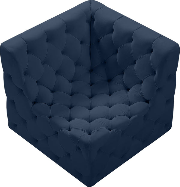 Tuft Velvet / Engineered Wood / Foam Contemporary Navy Velvet Corner Chair - 35" W x 35" D x 32" H