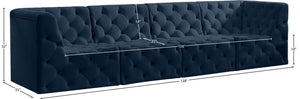 Tuft Velvet / Engineered Wood / Foam Contemporary Navy Velvet Modular Sofa - 128" W x 35" D x 32" H