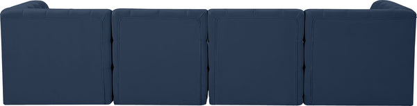 Tuft Velvet / Engineered Wood / Foam Contemporary Navy Velvet Modular Sofa - 128" W x 35" D x 32" H
