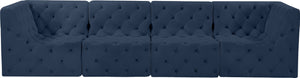 Tuft Velvet / Engineered Wood / Foam Contemporary Navy Velvet Modular Sofa - 128" W x 35" D x 32" H