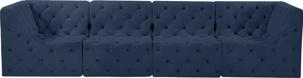 Tuft Velvet / Engineered Wood / Foam Contemporary Navy Velvet Modular Sofa - 128" W x 35" D x 32" H