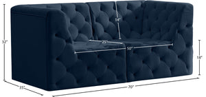 Tuft Velvet / Engineered Wood / Foam Contemporary Navy Velvet Modular Sofa - 70" W x 35" D x 32" H