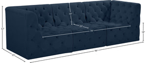 Tuft Velvet / Engineered Wood / Foam Contemporary Navy Velvet Modular Sofa - 99" W x 35" D x 32" H