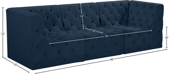 Tuft Velvet / Engineered Wood / Foam Contemporary Navy Velvet Modular Sofa - 99" W x 35" D x 32" H