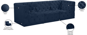 Tuft Velvet / Engineered Wood / Foam Contemporary Navy Velvet Modular Sofa - 99" W x 35" D x 32" H
