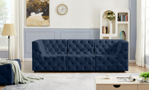 Tuft Velvet / Engineered Wood / Foam Contemporary Navy Velvet Modular Sofa - 99" W x 35" D x 32" H