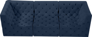 Tuft Velvet / Engineered Wood / Foam Contemporary Navy Velvet Modular Sofa - 99" W x 35" D x 32" H