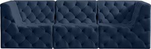 Tuft Velvet / Engineered Wood / Foam Contemporary Navy Velvet Modular Sofa - 99" W x 35" D x 32" H