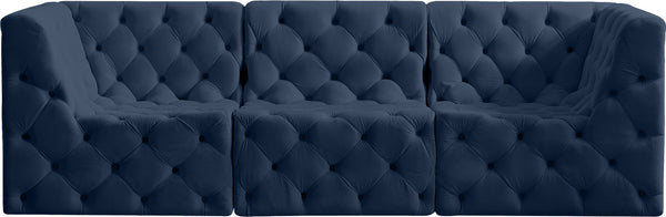 Tuft Velvet / Engineered Wood / Foam Contemporary Navy Velvet Modular Sofa - 99" W x 35" D x 32" H
