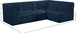 Tuft Velvet / Engineered Wood / Foam Contemporary Navy Velvet Modular Sectional - 99" W x 64" D x 32" H