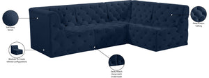 Tuft Velvet / Engineered Wood / Foam Contemporary Navy Velvet Modular Sectional - 99" W x 64" D x 32" H