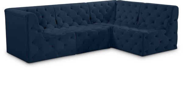 Tuft Velvet / Engineered Wood / Foam Contemporary Navy Velvet Modular Sectional - 99" W x 64" D x 32" H
