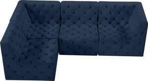 Tuft Velvet / Engineered Wood / Foam Contemporary Navy Velvet Modular Sectional - 99" W x 64" D x 32" H