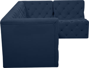 Tuft Velvet / Engineered Wood / Foam Contemporary Navy Velvet Modular Sectional - 99" W x 64" D x 32" H