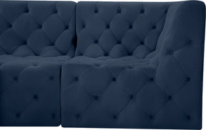 Tuft Velvet / Engineered Wood / Foam Contemporary Navy Velvet Modular Sectional - 99" W x 64" D x 32" H