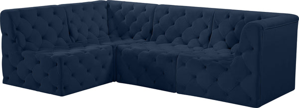Tuft Velvet / Engineered Wood / Foam Contemporary Navy Velvet Modular Sectional - 99" W x 64" D x 32" H