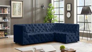 Tuft Velvet / Engineered Wood / Foam Contemporary Navy Velvet Modular Sectional - 99" W x 64" D x 32" H