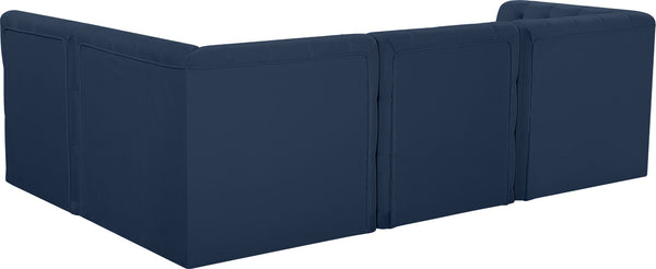 Tuft Velvet / Engineered Wood / Foam Contemporary Navy Velvet Modular Sectional - 99" W x 64" D x 32" H
