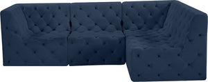 Tuft Velvet / Engineered Wood / Foam Contemporary Navy Velvet Modular Sectional - 99" W x 64" D x 32" H