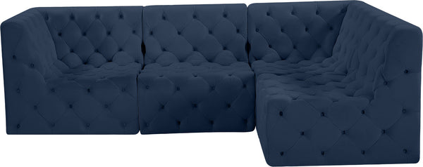 Tuft Velvet / Engineered Wood / Foam Contemporary Navy Velvet Modular Sectional - 99" W x 64" D x 32" H
