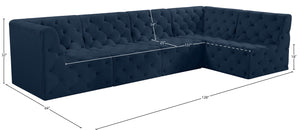 Tuft Velvet / Engineered Wood / Foam Contemporary Navy Velvet Modular Sectional - 128" W x 64" D x 32" H