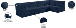 Tuft Velvet / Engineered Wood / Foam Contemporary Navy Velvet Modular Sectional - 128" W x 64" D x 32" H